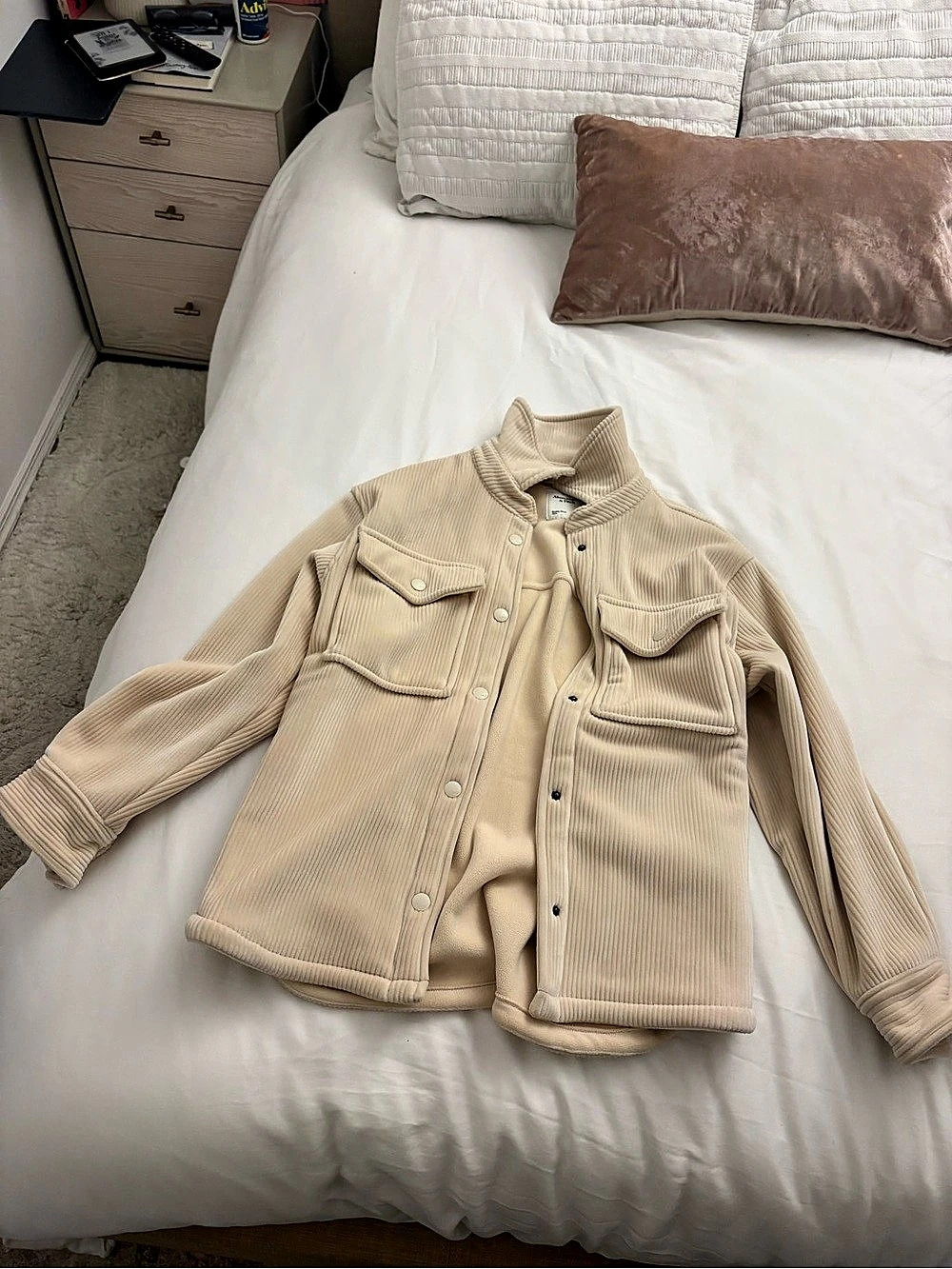 Abercrombie & Fitch Ribbed Corduroy Jacket Beige Small